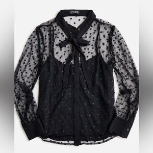 J.Crew Dotted Tulle Sheer Blouse NEW